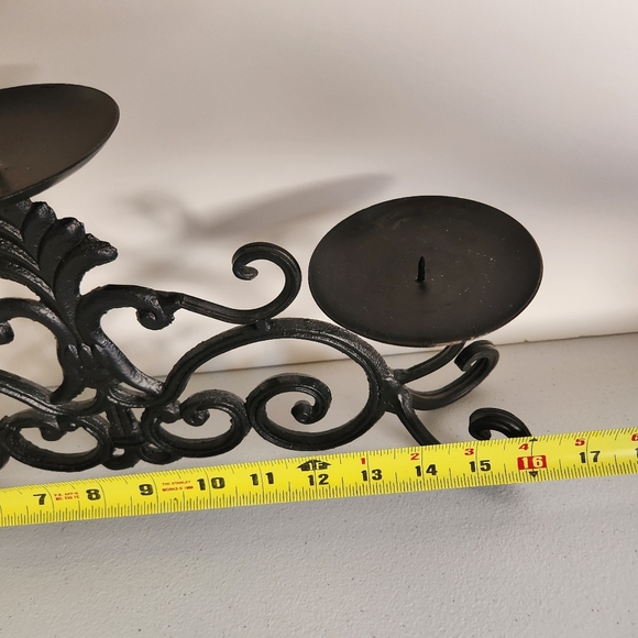 Vintage Black Metal Fireplace Candleabra Candle Holder Rustic Goth Farmhouse 90s - Picture 5 of 5